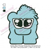 Smiley Blue Monster Embroidery Design 02